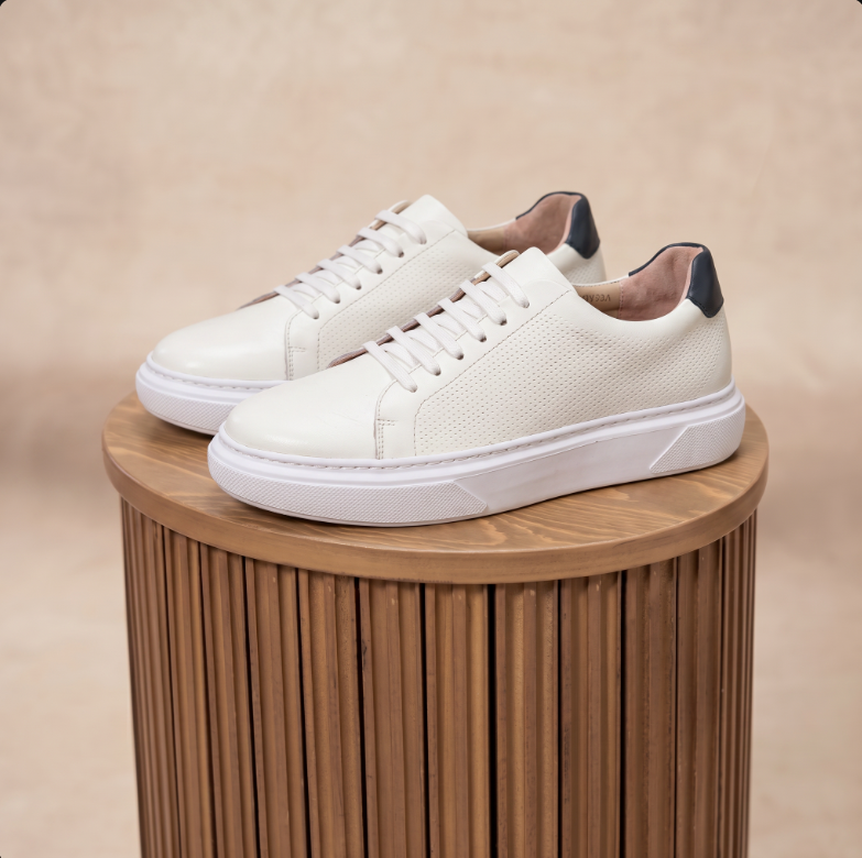 V210 espadrille en cuir blanc