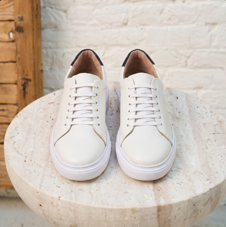 V210 espadrille en cuir blanc